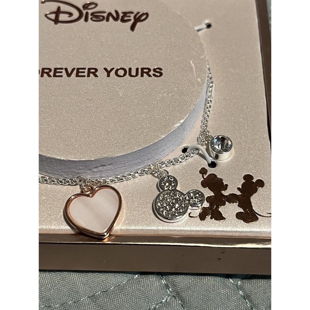 (SOLD)Disney Minnie Mickey Mouse Forever Yours Charm Pendant Fine Silver Brace - Picture 5 of 8